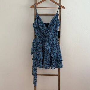 Trixxi Navy and Teal Floral Dress